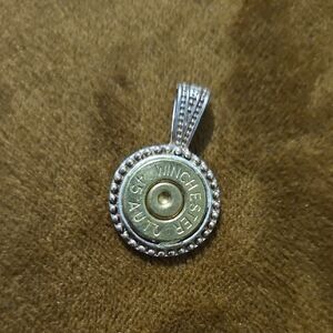 EUC Silver and Brass Winchester Bullet Head Pendant Necklace No Chain